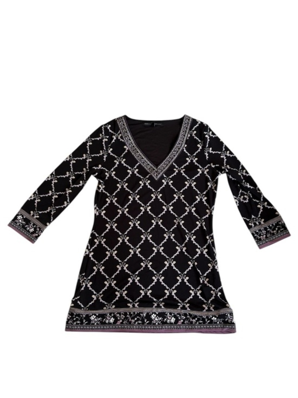White House black market purple lavender and black tunic top mini dress burgundy